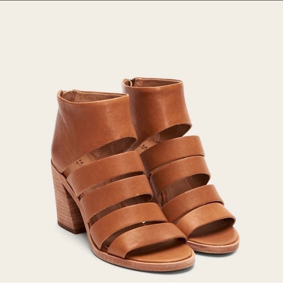 Frye Shoes - Frye Tash Cut Out Brown Leather Bootie Sandals Size 8.5